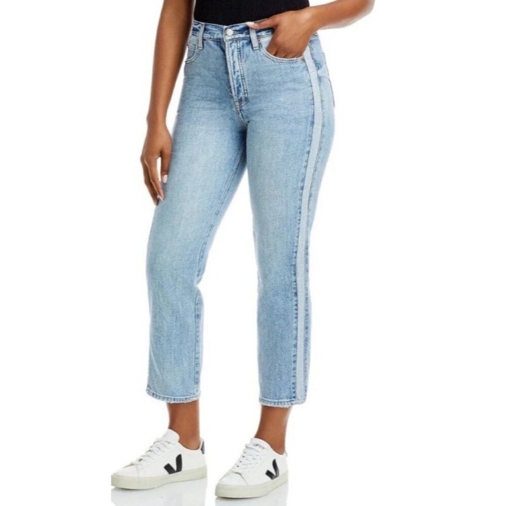 Pistola Charlie high rise ankle straight button fly double denim panels size 27